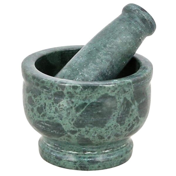 IBLAY Marble Imam Dasta/Mortar and Pestle Set/Ohkli Musal/Kharal/Idi Kallu/Khal Musal/Khalbatta/Spice Grinder (Green, 3x3 inches)